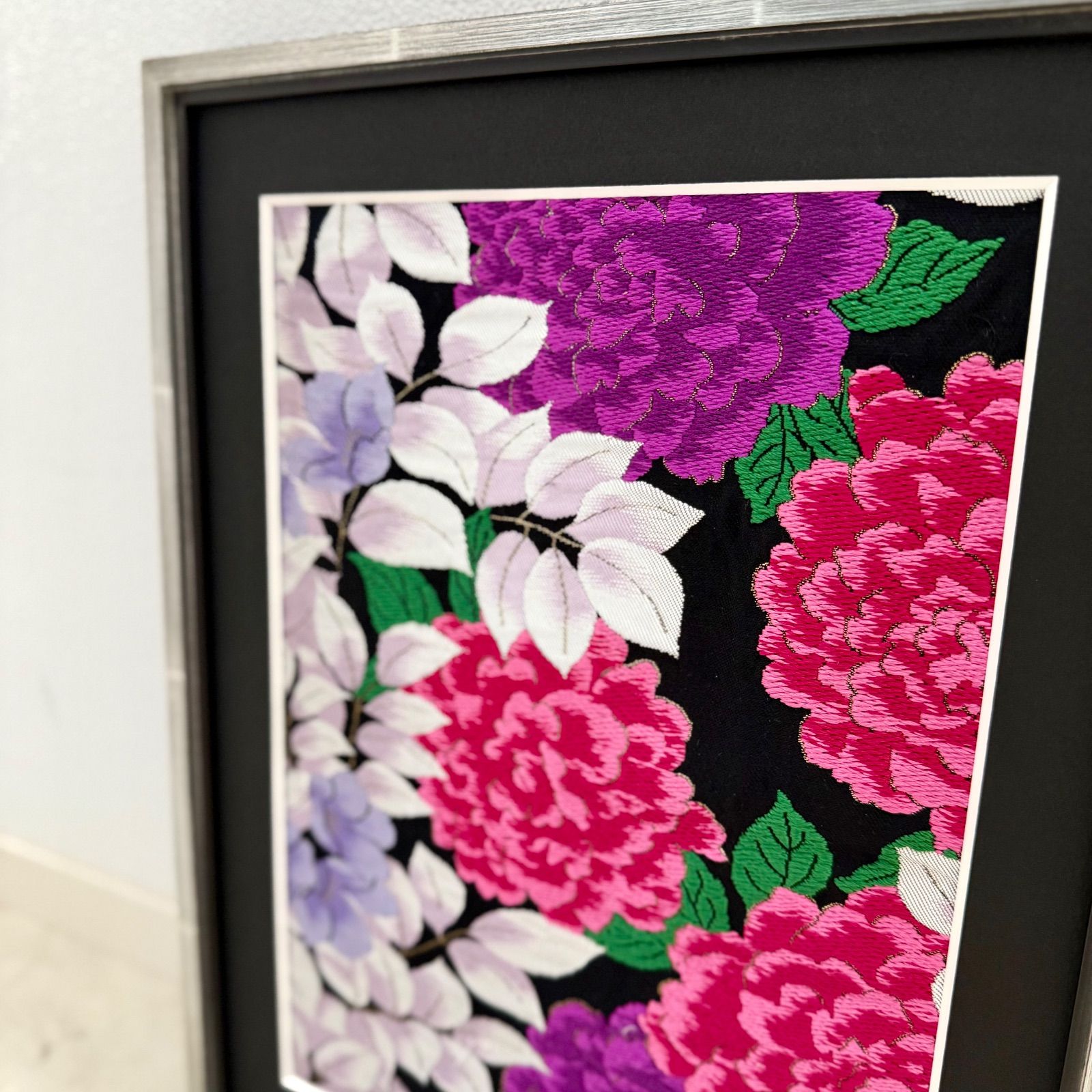 京都帯屋さん フレーム入りシルク織物アート