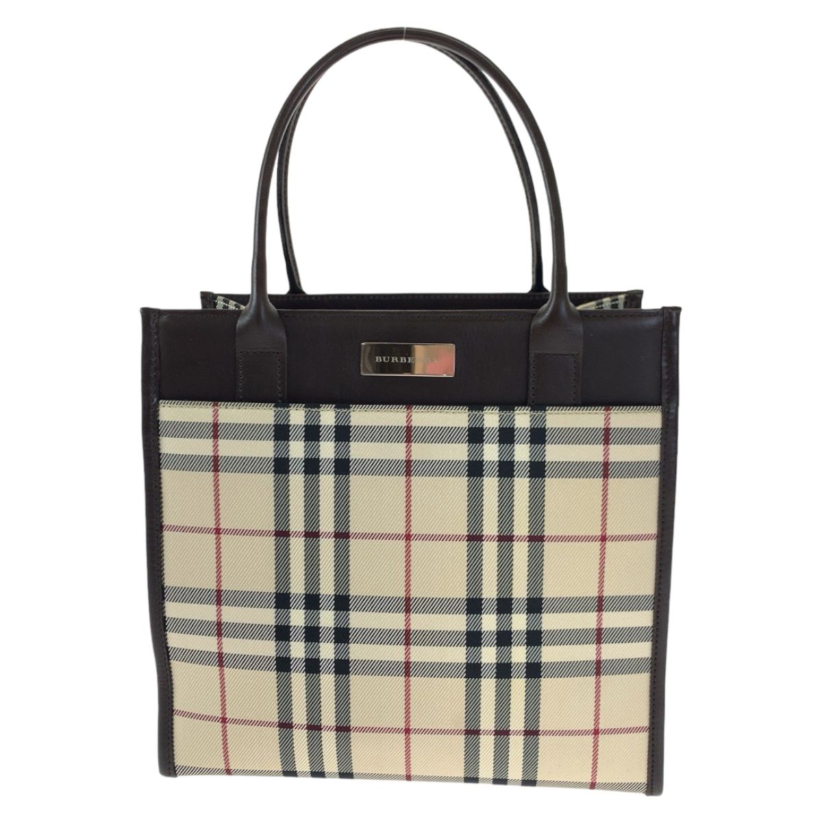Burberry ハンドバッグ ノバチェック キャンバス トートバッグ BURBERRY バーバリー ノバチェック ブラウン 茶 キャンバス