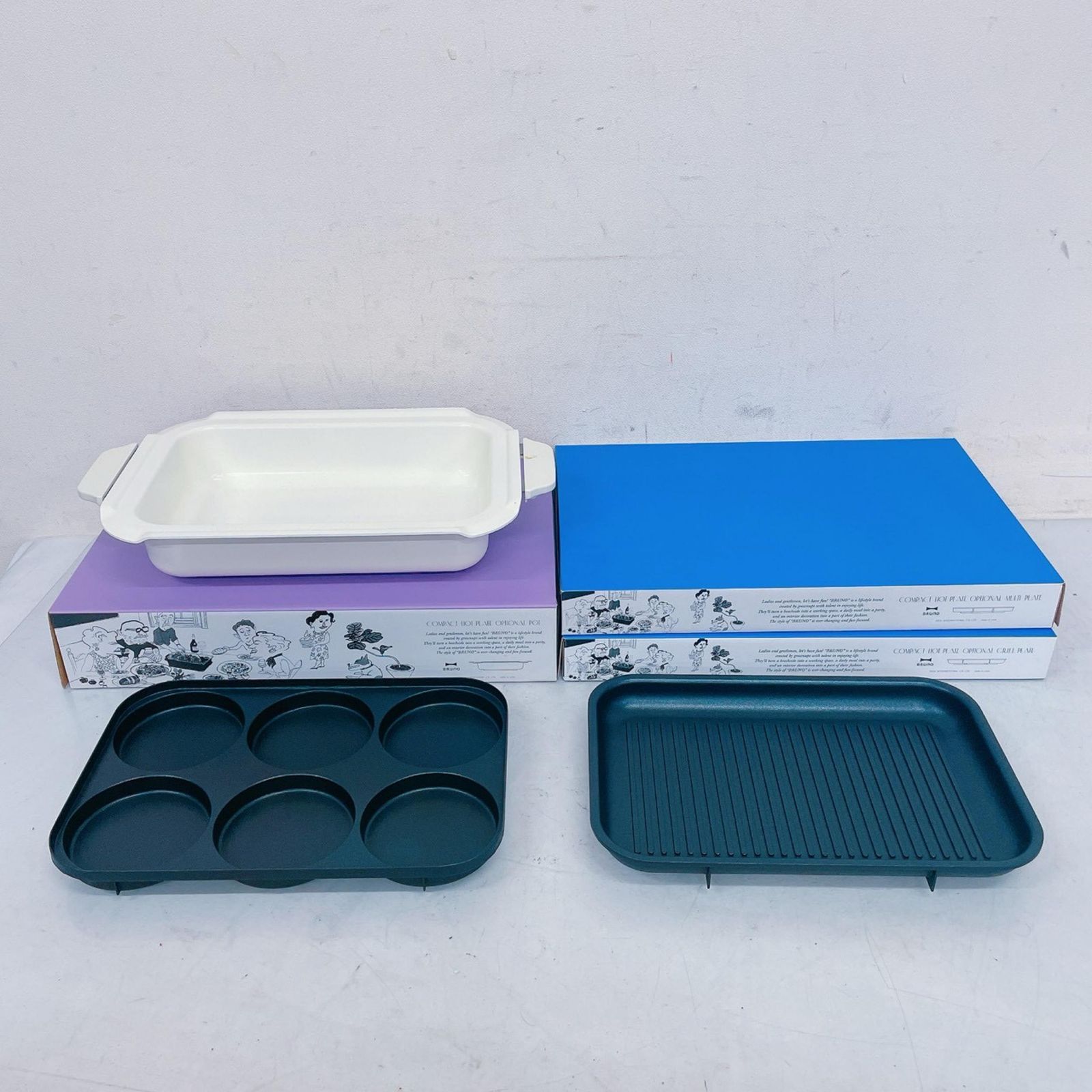 BRUNO ブルーノ コンパクト ホットプレート グリルプレート 鍋プレート パンケーキプレート 3点セットその他家電 セラミック ホワイト