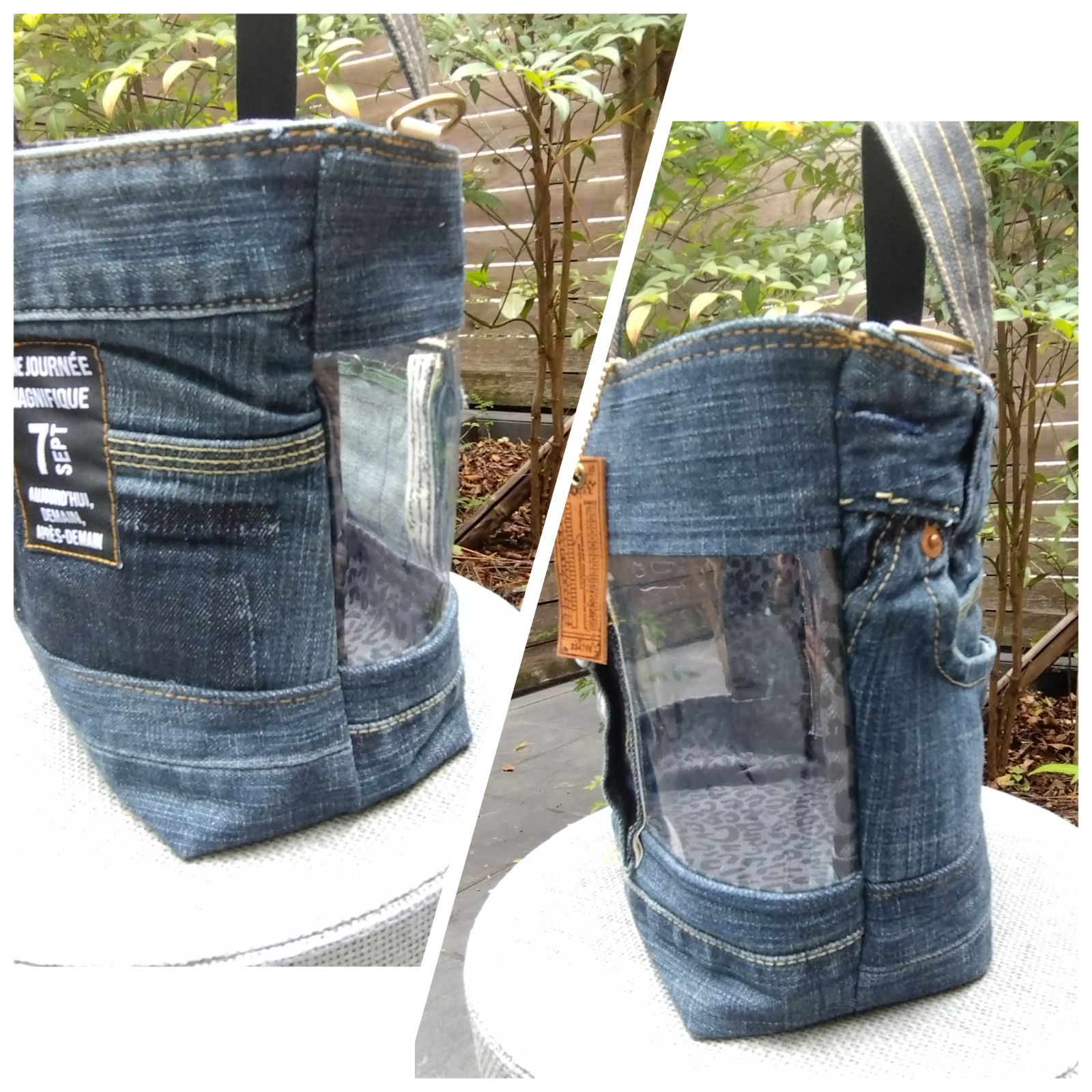 №741【DENIM✖️PVC CLEAR Leopard TOTE BAG❤️】両面可愛い