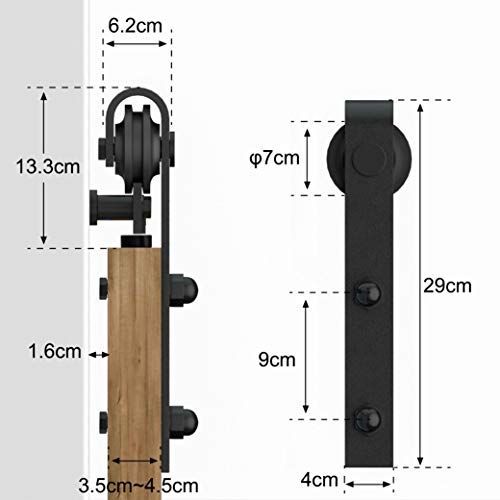 6.6 FT 2.00メートル片引き用 ZEKOO 吊り引き戸レール バーンドア金具