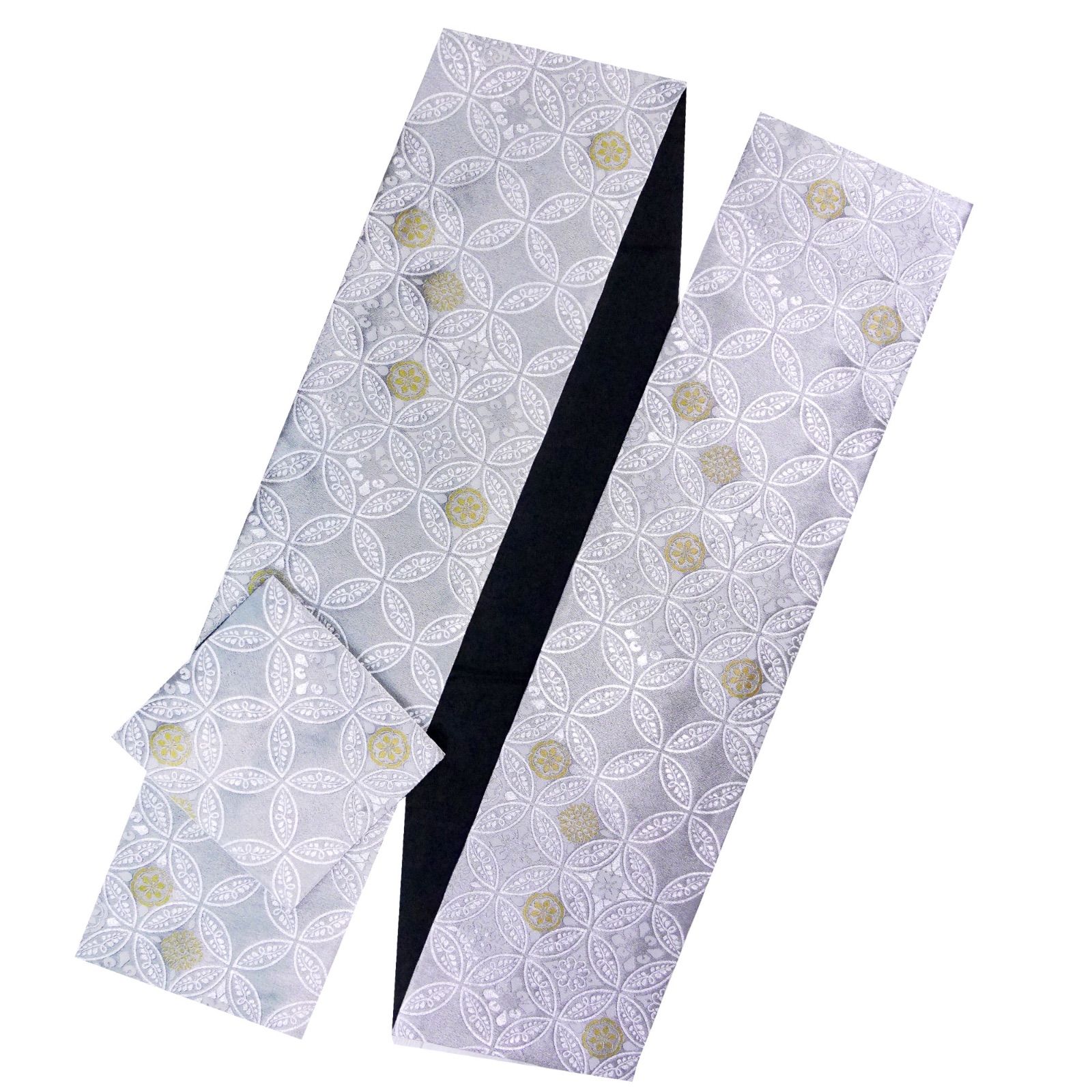 フォーマル 袋帯 全通 古典 七宝 グレイ 灰色 金 小杉織物 お仕立て