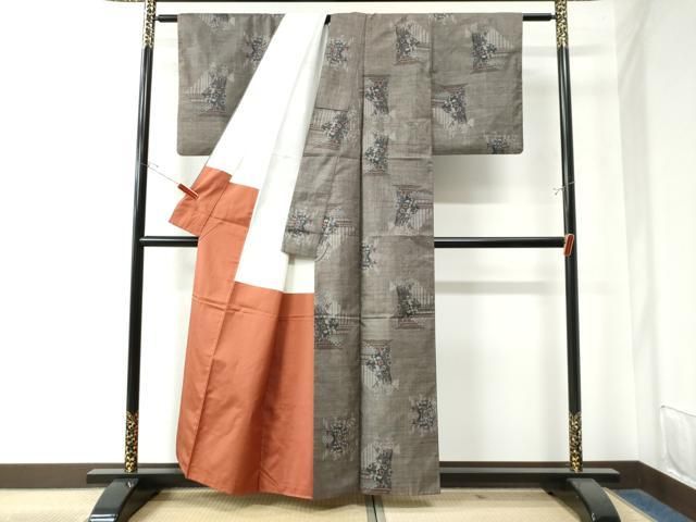 平和屋着物●本場大島紬　9マルキ　吉祥花文　正絹　逸品　CAAW8210yc 平和屋着物○本場大島紬 9マルキ 吉祥花文 正絹 逸品 CAAW8210yc