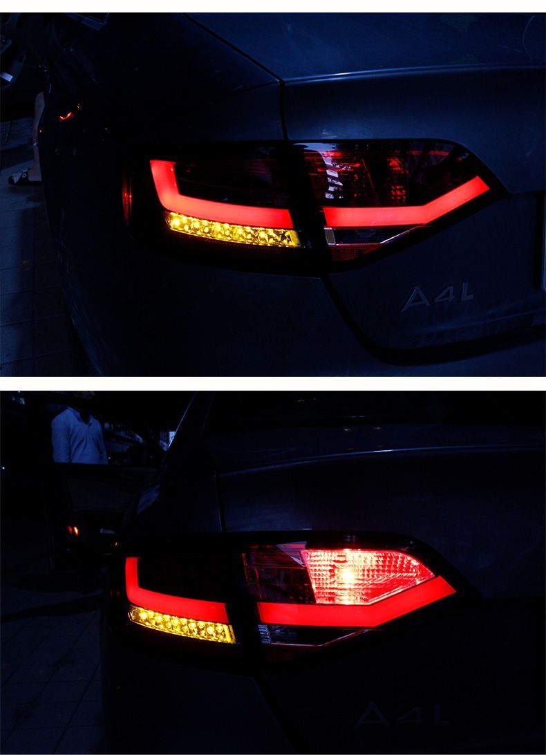 アウディ A4L 2009-2012年式 LEDテールランプ フルセット 光導型ブレーキランプ 流れるウインカー 煙燻 レッド選択可 無加工取付 FFCRYSTALESIA_COM
