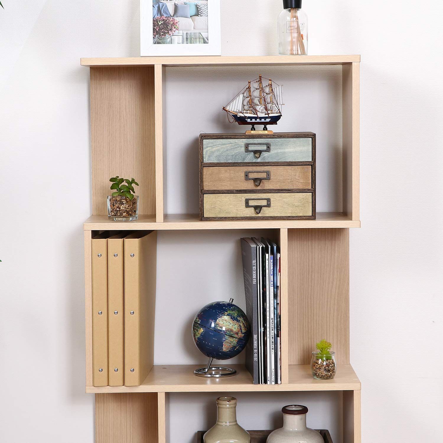 収納棚 数量限定』 ディスプレイラック ナチュラル S型 幅59×奥行24×高さ106cm