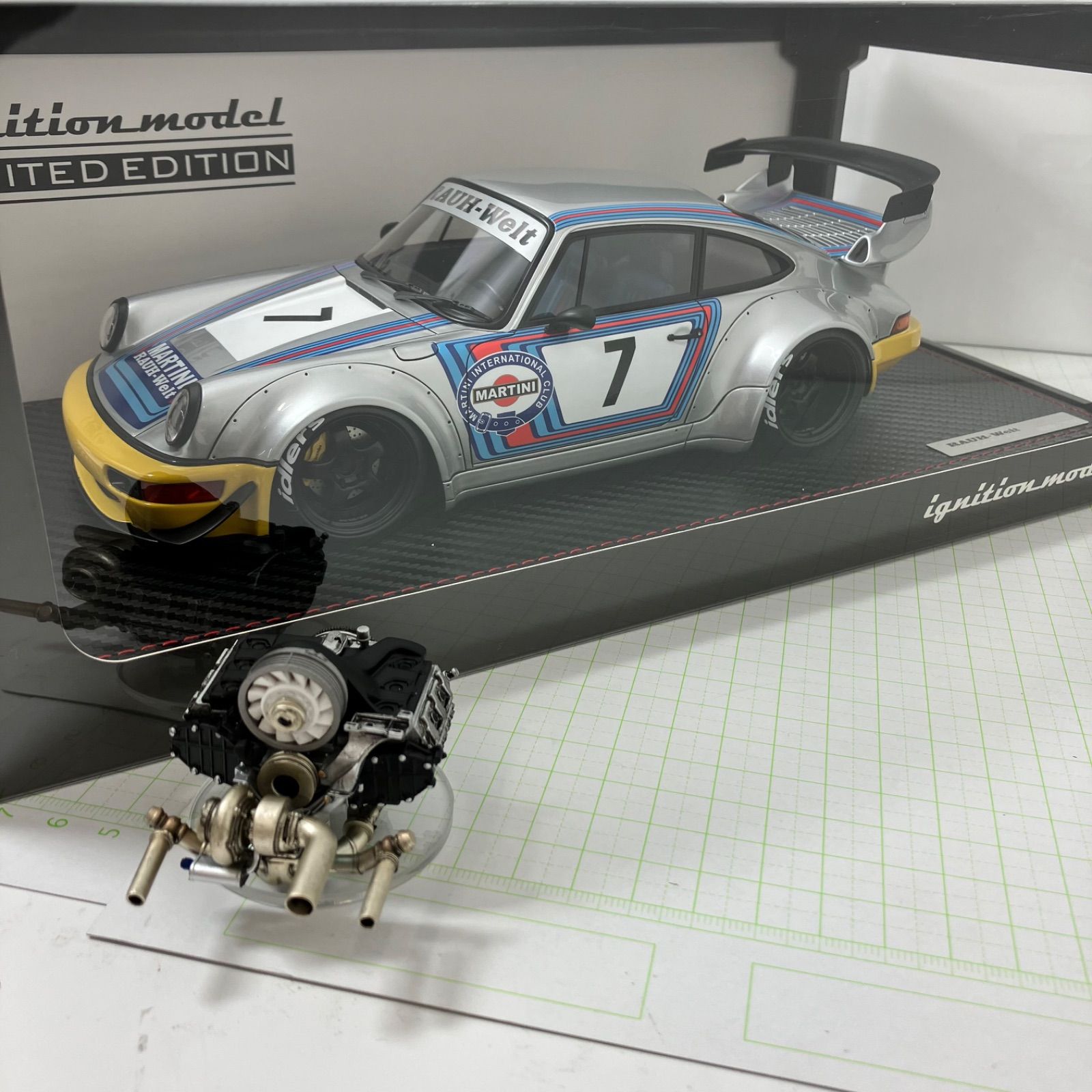 瀬戸店 1|8 RWB 964 Silver|Yellow 3006 Engine Black 3274 ignition model 726-4763