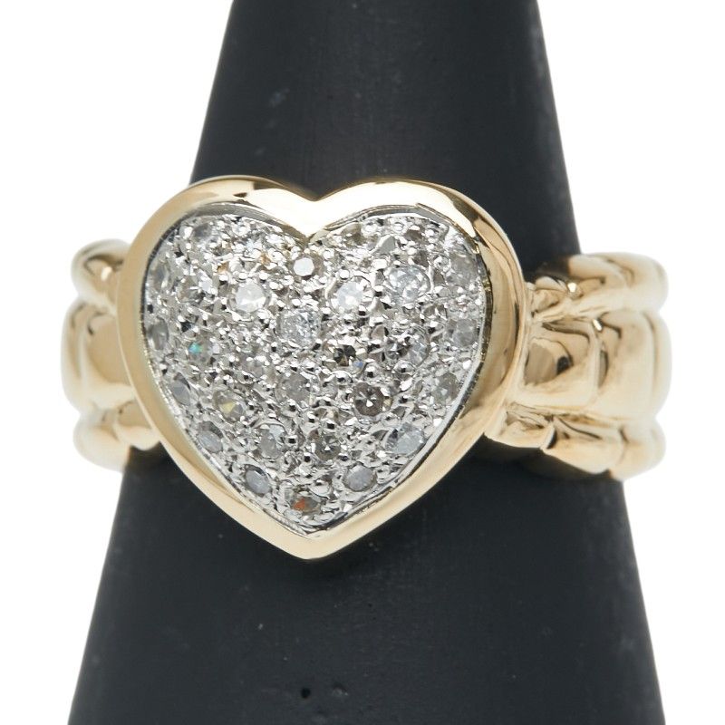 ハート モチーフ K18YG イエローゴールド Pt900 プラチナ コンビ レディース 1-0235258