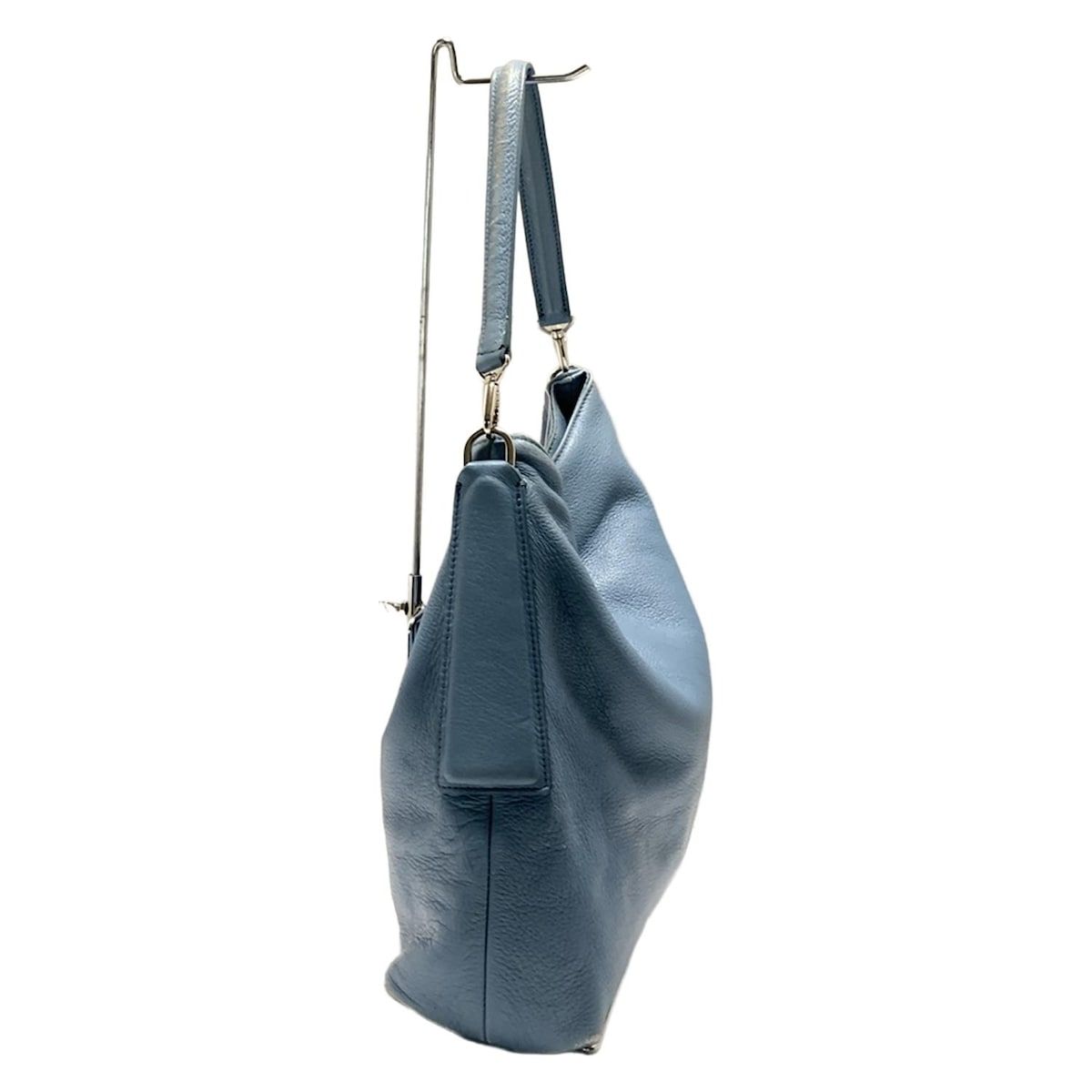美品　近年モデル　付属品完備　ヒロフ　クラッシカ　レザー　ハンドバッグ　ブルー HIROFU(ヒロフ) ハンドバッグ - ブルー レザー - メルカリ