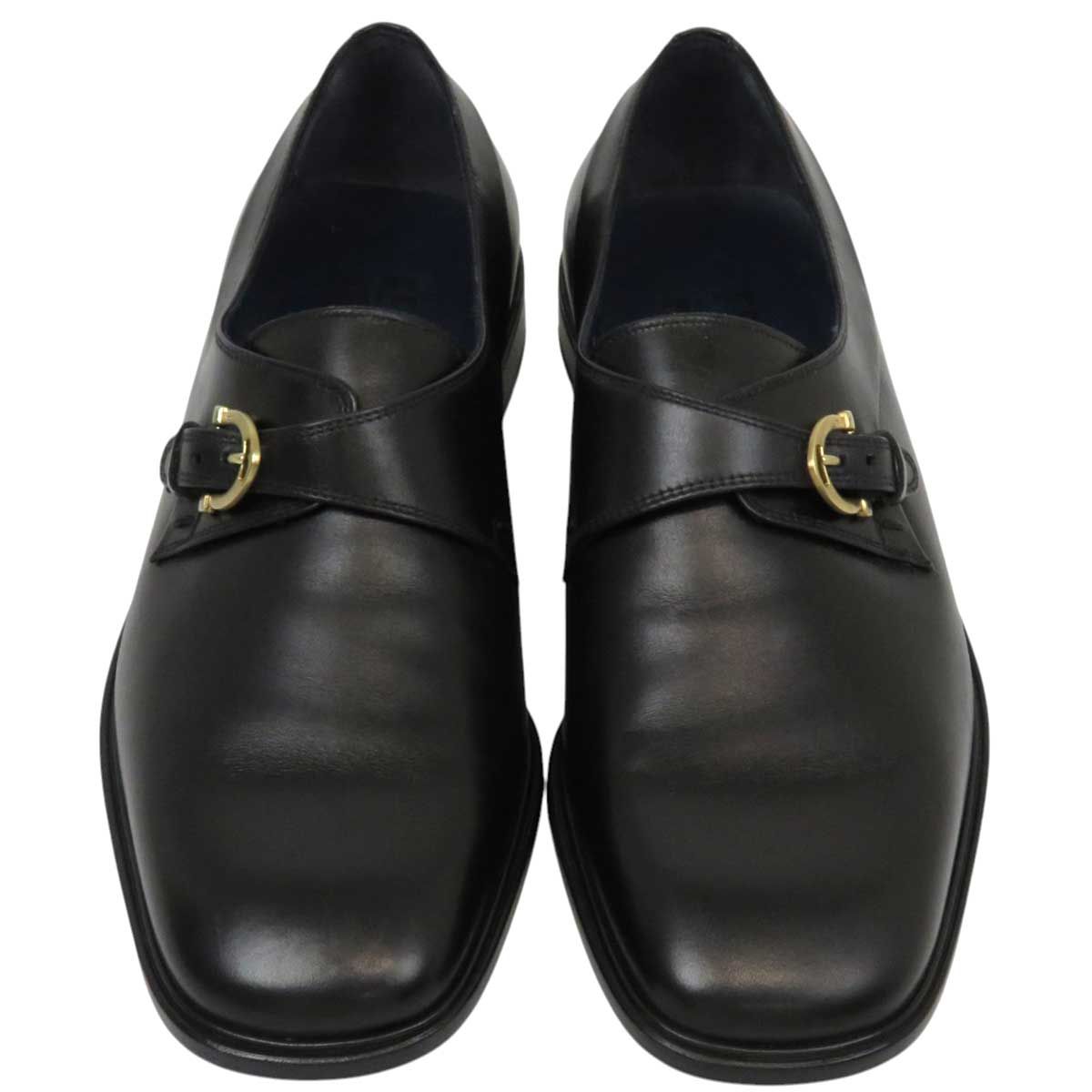 フェラガモ モンクストラップ レザーシューズ メンズ ブラック Salvatore Ferragamo アパレル 小物