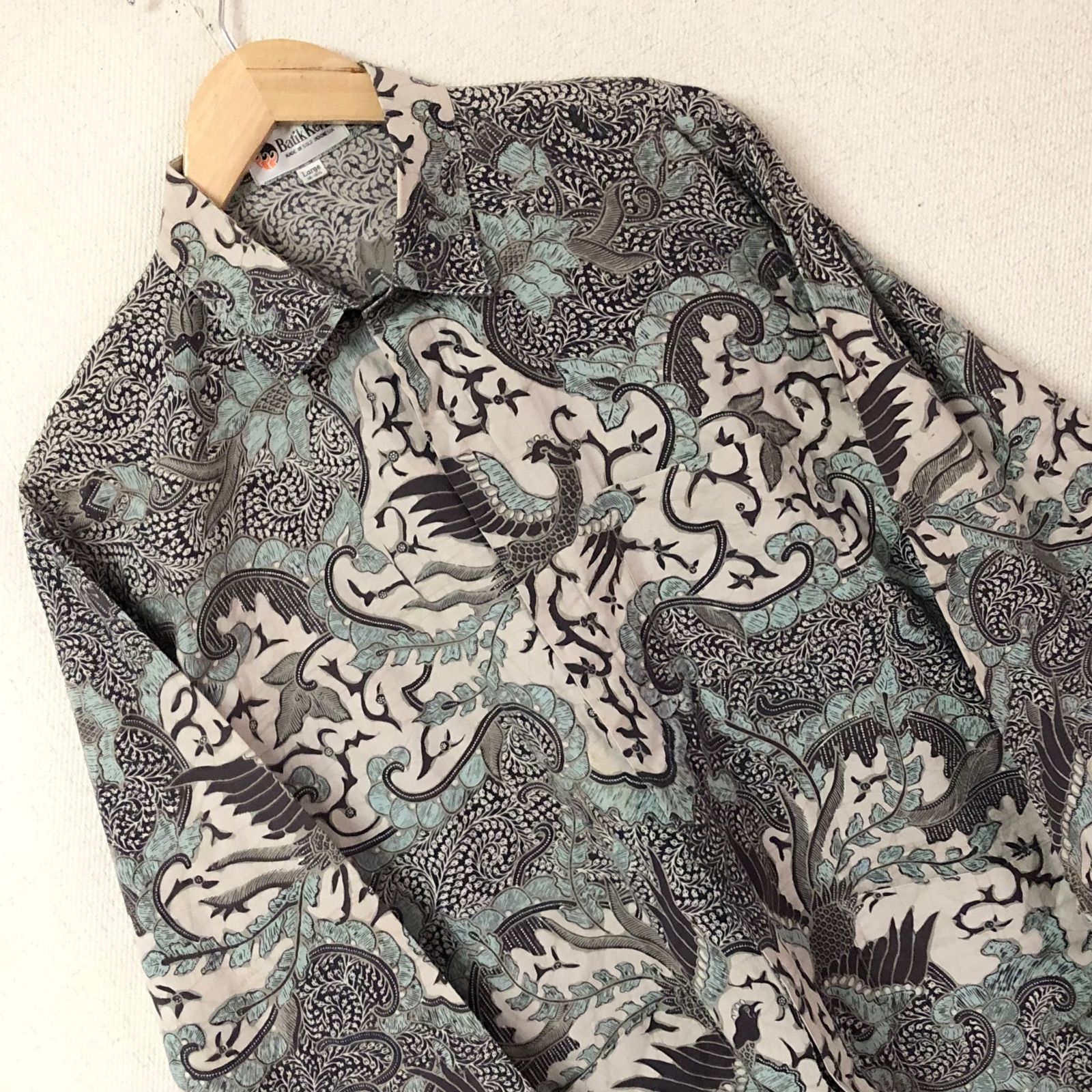 w^)b Batik Keris バティッククリス シャツ 茶 バティック布 ろうけつ