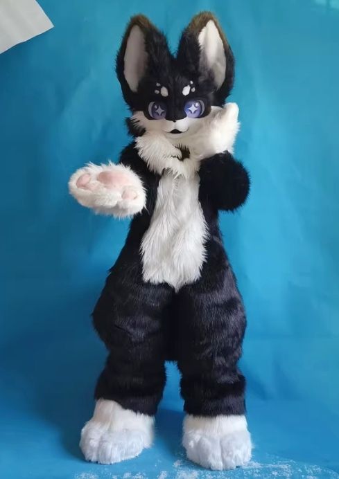 着ぐるみ ケモノ体 フルスーツ セット NO.20 猫 黒 ブラック 全身 尻尾 ケモノ ファースーツ ぬいぐるみ コスプレ コスチューム