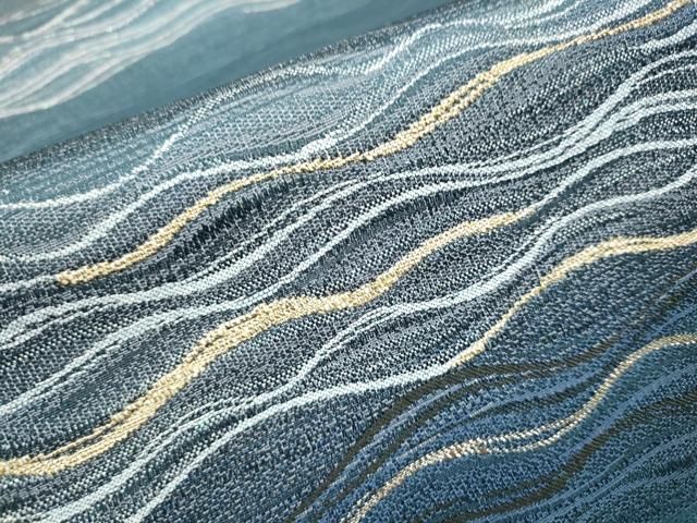 平和屋着物○西陣 河瀬満織物謹製 よろけ縞 六通柄袋帯 証紙付き