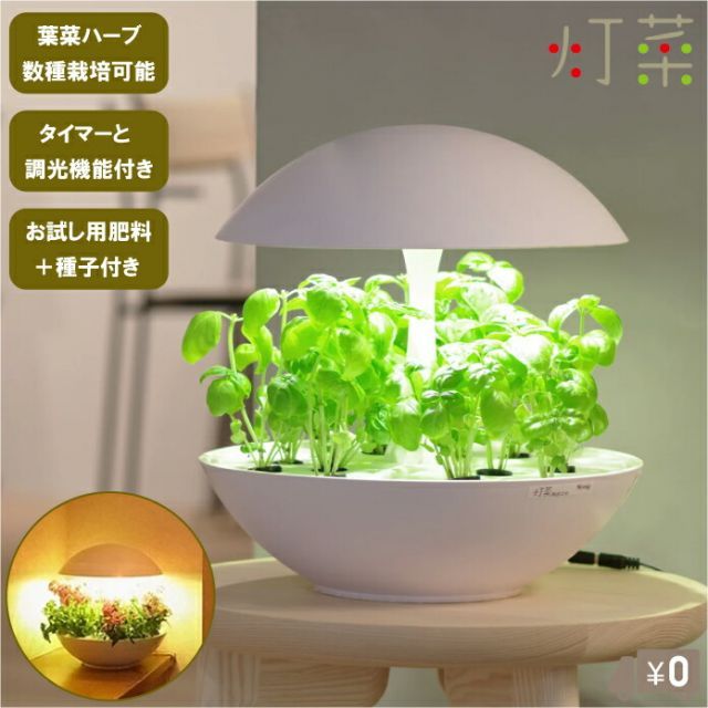 灯菜 水耕栽培キット おしゃれな 水耕栽培器 タネ付き OMA01RN2 LEDライト 室内用 植物栽培器 植物栽培キット 野菜栽培キット ミニトマト バジル 種子栽培 水耕栽培機械