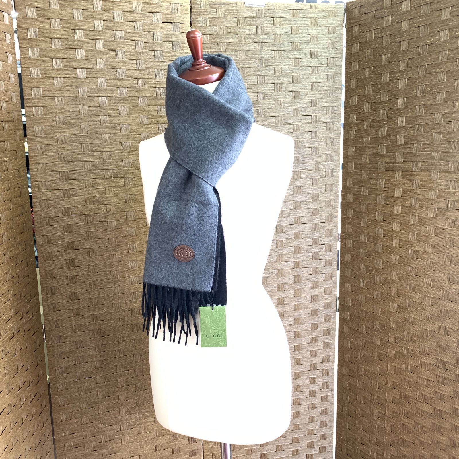f001 L 新品タグ付き GUCCI グッチ マフラー ショール 最高級カシミア