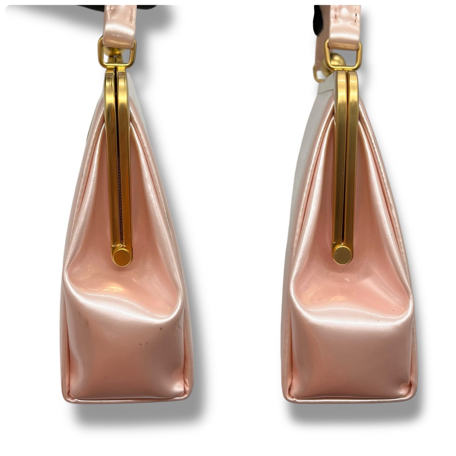 GRES ハンドバッグ がま口 エナメル レザー ピンク ゴールド金具 1441 GRES ハンドバッグ がま口 エナメル レザー ピンク ゴールド金具