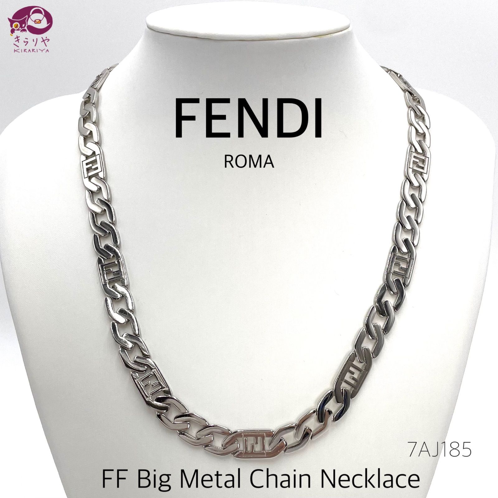 正規 美品】FENDI フェンディロゴ刻印金銀ペアチャーム/ネックレス