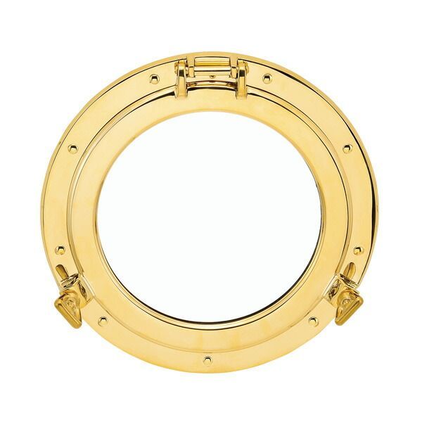 ミラー 鏡 丸型 高級 真鍮 丸窓 ミラーL クリア仕上げ ゴールド 金色 幅292×高さ292×奥行56mm 壁掛け 壁付 開閉タイプ 抗菌 ブレス マリン 船舶の丸窓 洗面 玄関 キッチン 洗面脱衣室 化粧 DIY