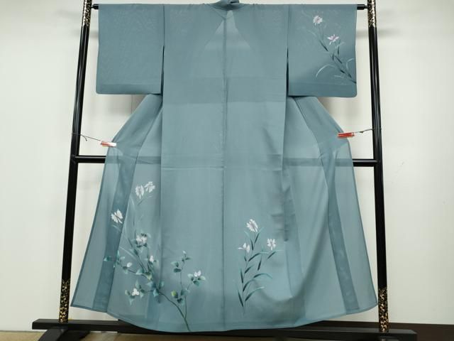 平和屋着物＊夏物 訪問着 絽 手描き 枝花文 正絹 逸品 AAAY6778sx