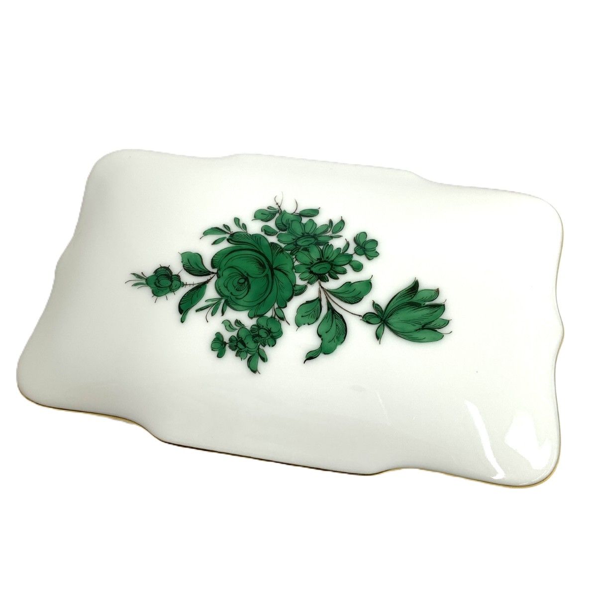 未使用近✨アウガルテン マリアテレジア 21cm 深皿 プレート グリーン 花 未使用近✨アウガルテン マリアテレジア 21cm 深皿 プレート グリーン