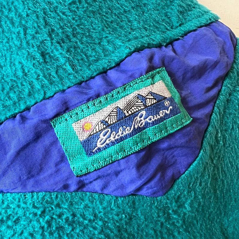 80s 黒タグ Eddie Bauer ハーフジップ プルオーバー フリース