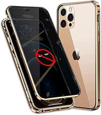 【AlFan】iPhone13 Pro 用 ケース 覗き見防止 前後 両面 ガラス/スマホケース アイフォン 13プロマックス アルミ バンパー マグネット式 フルカバー 360 全面保護 耐衝撃 擦り傷防止 磁石 クリア 携