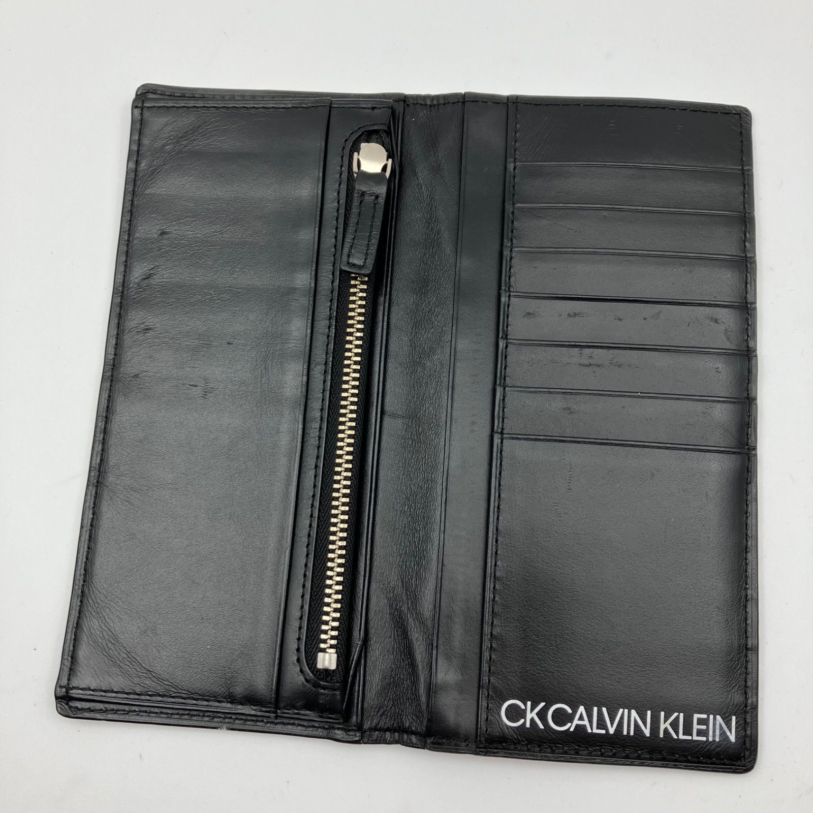 CK CALVIN KLEIN シーケー カルバンクライン 長財布 二つ折り レザー 牛革 オレンジ ブラック メンズ SG158-35