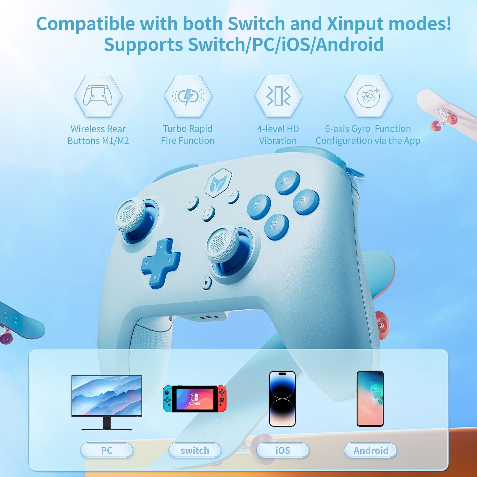 BIGBIG WON Wireless Controllers メカニカルスイッチ コントローラー Switch Bluetooth無線 有線接続 連射機能 4階段HD振動 NFC機能 背面ボタン付き プログラム機能 1000 mAh大容量バッ
