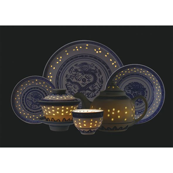 まとめ買い カンダ ホタル陶器 花 6斗大茶具 トレーφ263mm急須750cc ×3