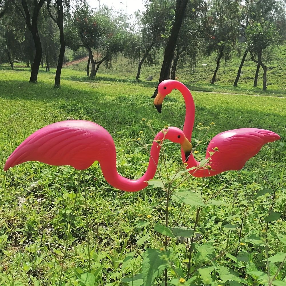 置物 オブジェ ガーデンオーナメント 庭 芝生用 杭 屋外 インテリア フラミンゴ トリ 鳥 バード 2匹セット 玄関 装飾 ガーデニング 装飾 ガーデン ピンク