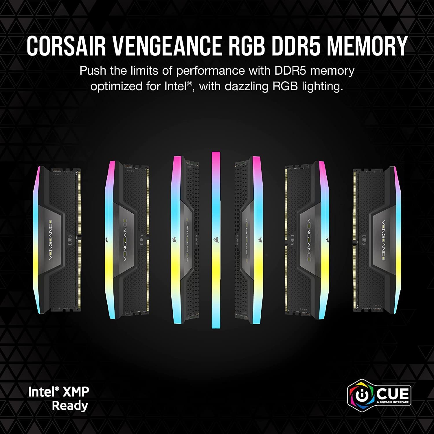 CORSAIR DDR5-5600MHz デスクトップPC用メモリ VENGEANCE RGB DDR5シリーズ PC5-44800 Intel XMPメモリキット 32GB ブラック 16GB×2枚 CMH32GX5M2B5600C36K