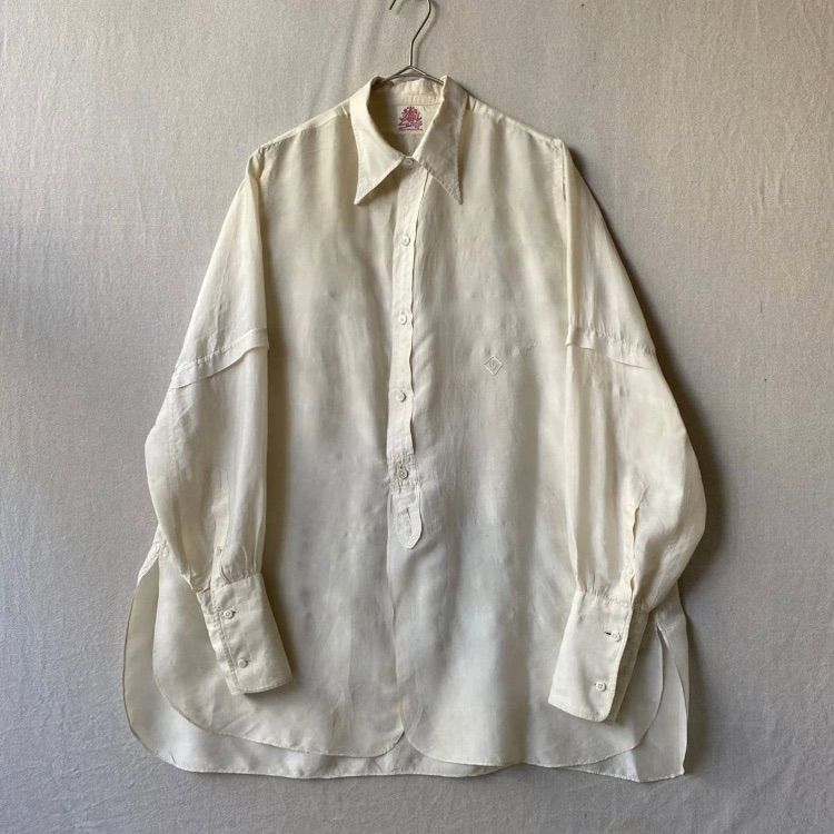 40s Euro vintage シルク シャツ / ベージュ ビンテージ ユーロ