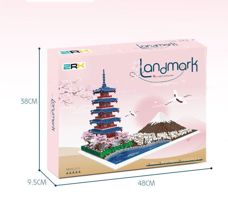 即日発送】☆富士山・五重塔・桜☆ナノブロック互換☆6500PCS☆高さ