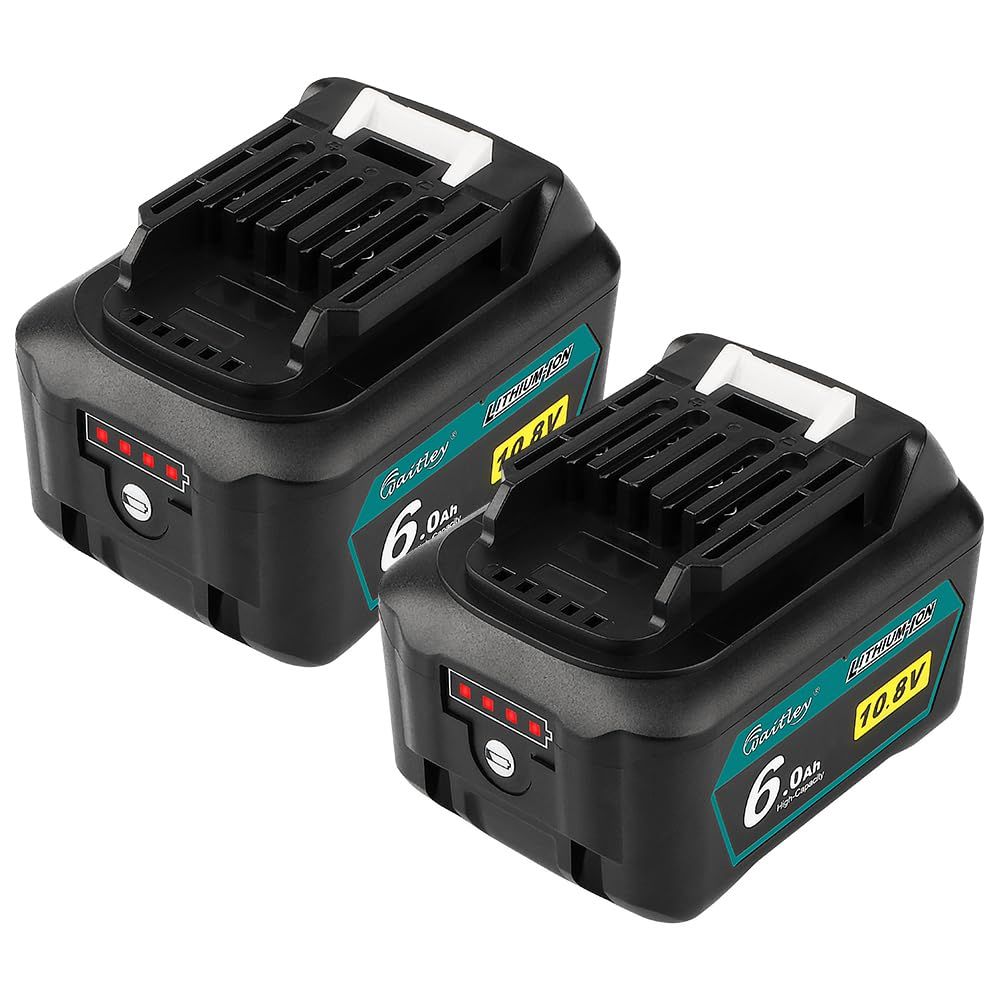 Waitley マキタ BL1015 10.8V 互換 バッテリー 6.0Ah ２個セット BL1015 BL1050 BL1060 対応 リチウムイオンバッテリ互換電池 マキタ10.8v掃除機対応 電動工具電池 残量指示付き (WTL1015 6A)