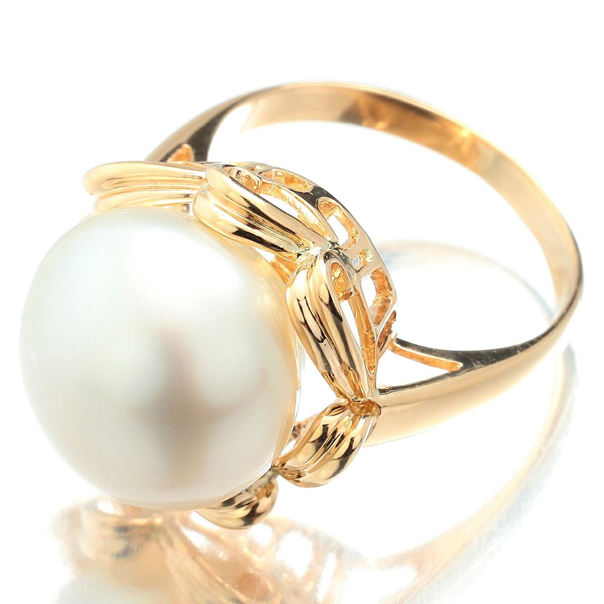 パールリング 指輪 白蝶真珠 13.0mm K18 13号 中古 プレラブド 返品OK  