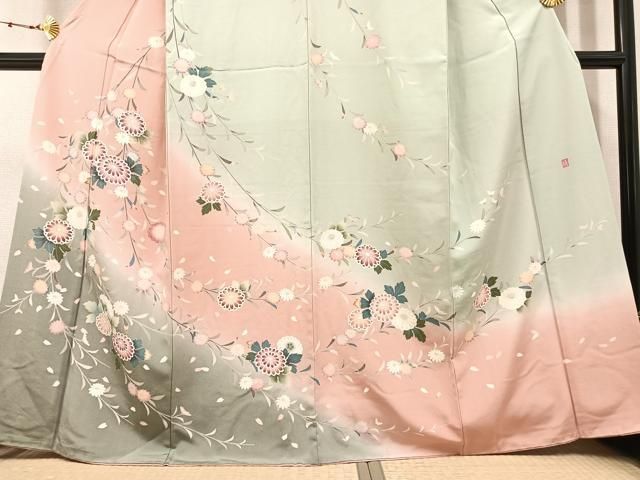 平和屋着物○訪問着 友禅 作家物 枝花文 暈し染め 正絹 逸品