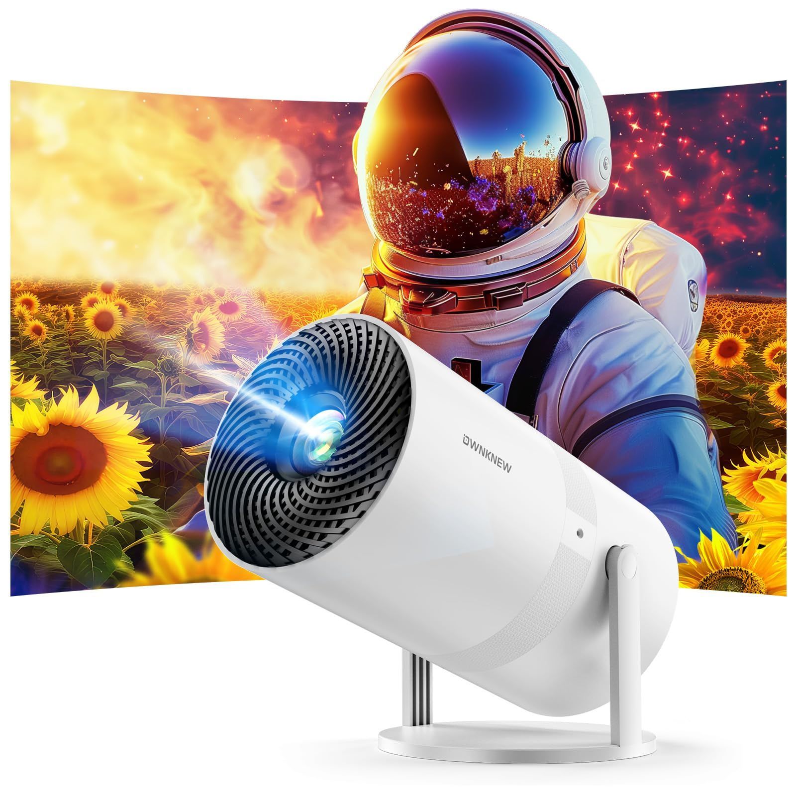 プロジェクター 18000LM 天井投影 1080P WIFI6 自動台形補正 4K対応 Bluetooth5.4 小型 ホームプロジェクター 家庭用 スタンド一体型 内蔵HiFiスピーカー短距離投影 50%ズーム IOS|Android|パソコン