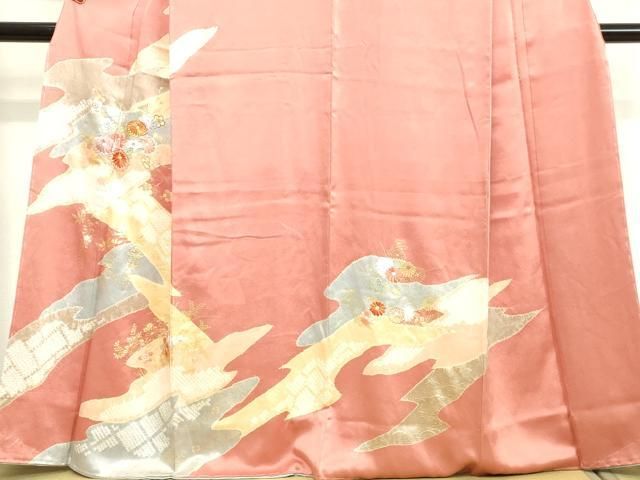 平和屋着物○創業460年・千總 訪問着 絞り 刺繍 草花文 金彩 正絹 逸品