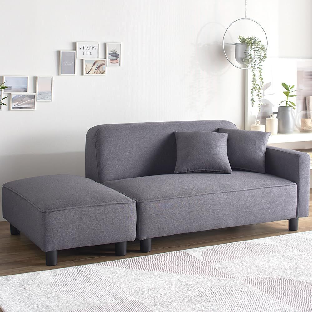 【レイアウト自由自在！】グレー カウチソファ 2人掛け 幅110cm オットマン カウチソファ クッション2個付き 2人掛け かんたん組立 レイアウト ソファ 自由 1人用にも アイリスプラザ  チャコールグレー - メルカリ アイリスプラザ ソファ 2人掛け カウチソファ 幅110cm オットマン クッション2個付き かんたん組立 レイアウト  自由