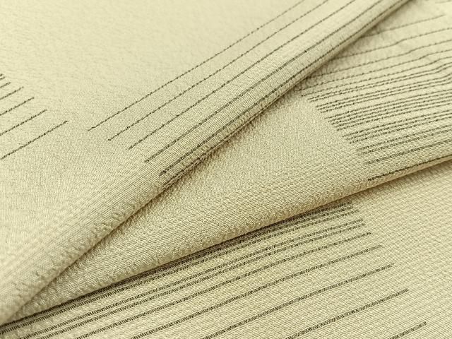 平和屋着物▽本塩沢 単衣 横段文 正絹 AABC8683jh