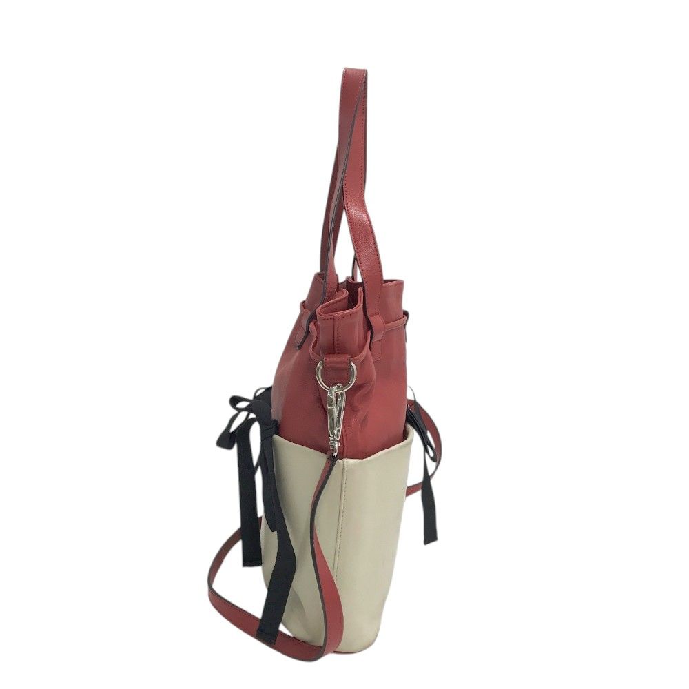 MARNI マルニ レザー ショルダー トートバッグ 巾着型 レッド系 MARNI マルニ レザー ショルダー トートバッグ 巾着型 レッド系