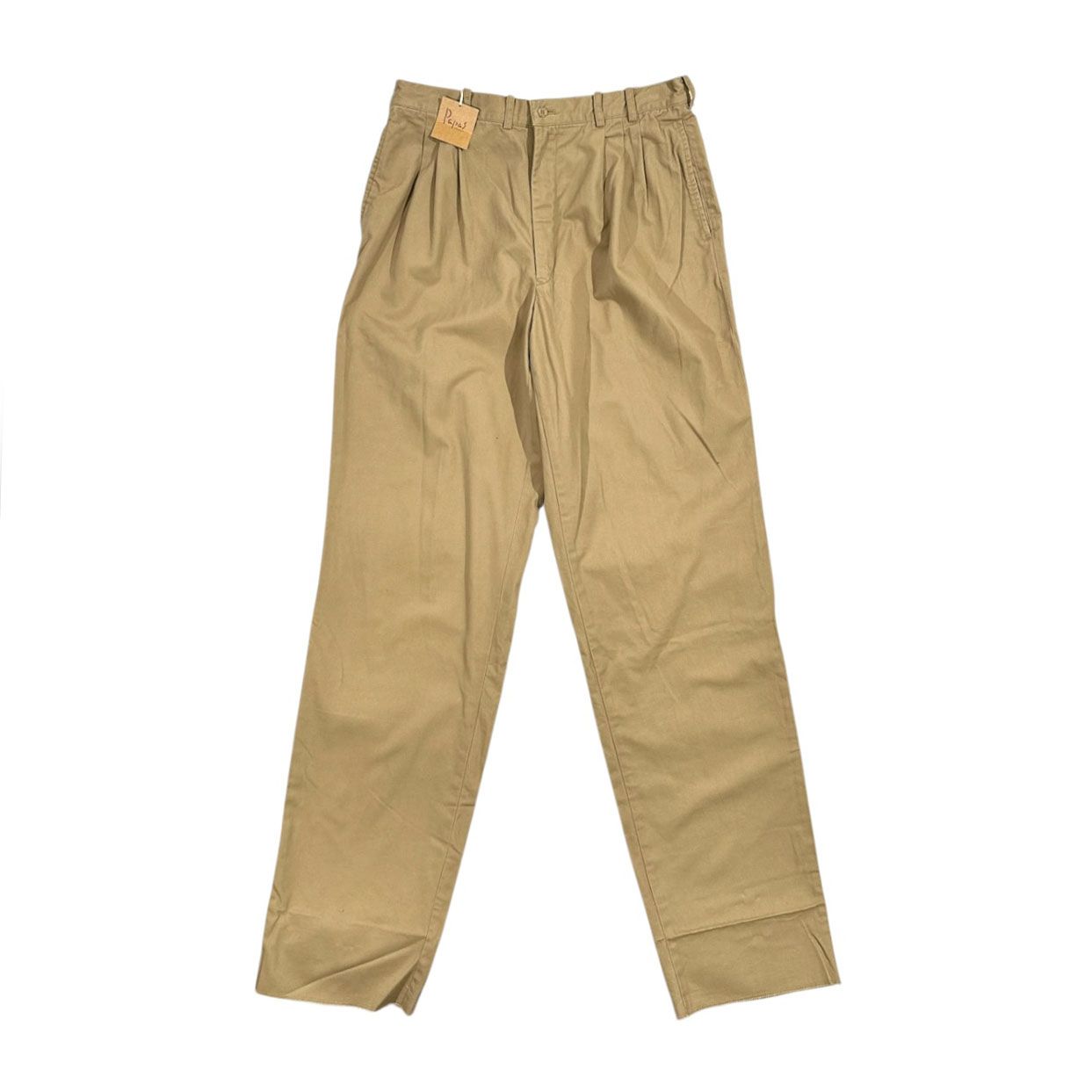 パパス　ベージュスラックス PAPAS パパス タグ付き スリータック スラックスパンツ L