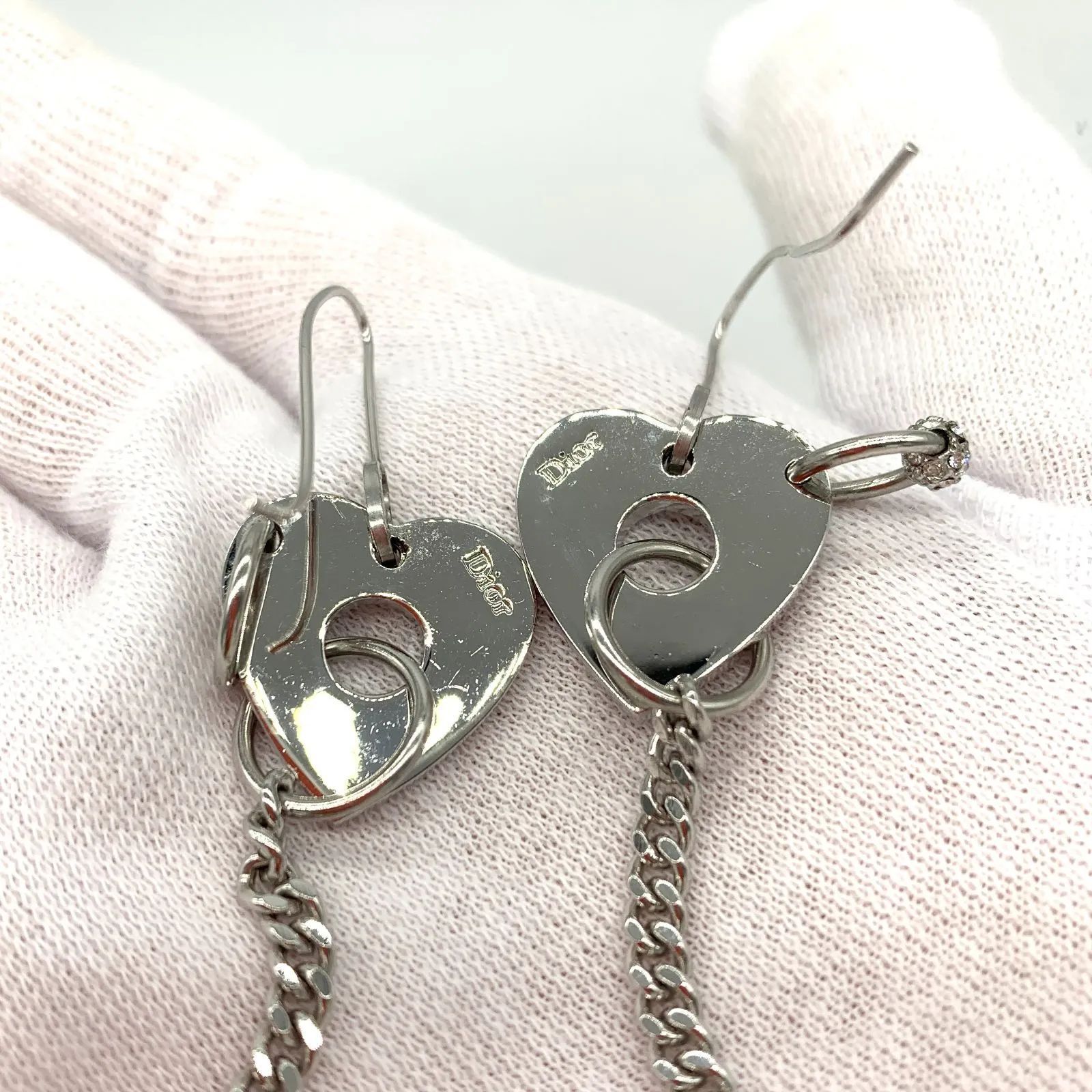 ▽Christian Dior/クリスチャンディオール ハートピアス シルバー