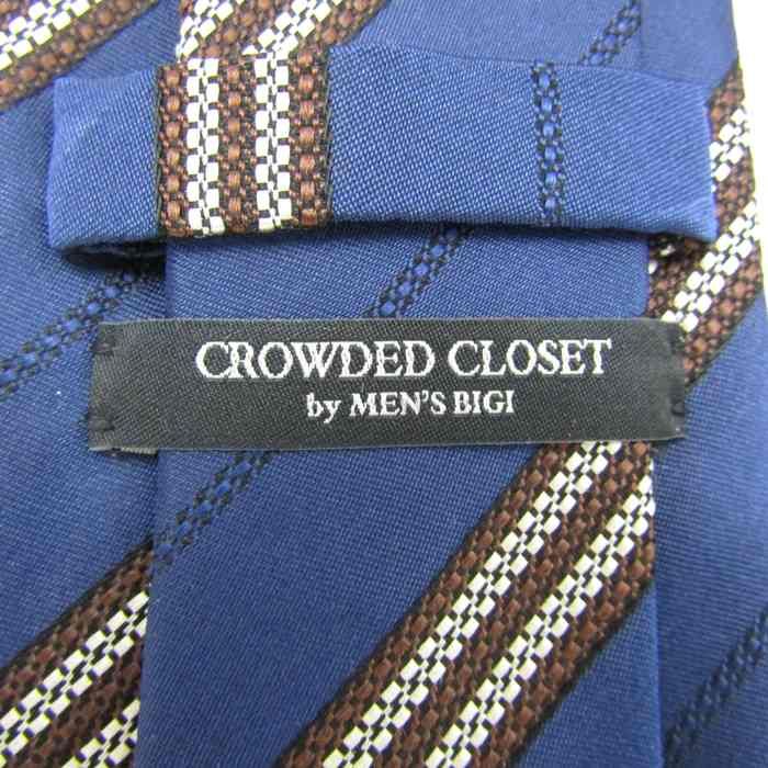 クラウデッドクローゼット ブランド ネクタイ メンズビギ ストライプ柄 PO  メンズ ネイビー CROWDED CLOSET 【中古】