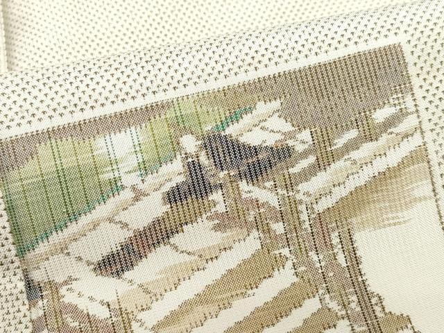 平和屋着物○本場大島紬 白大島 9マルキ 総絣 人物文 正絹 逸品  