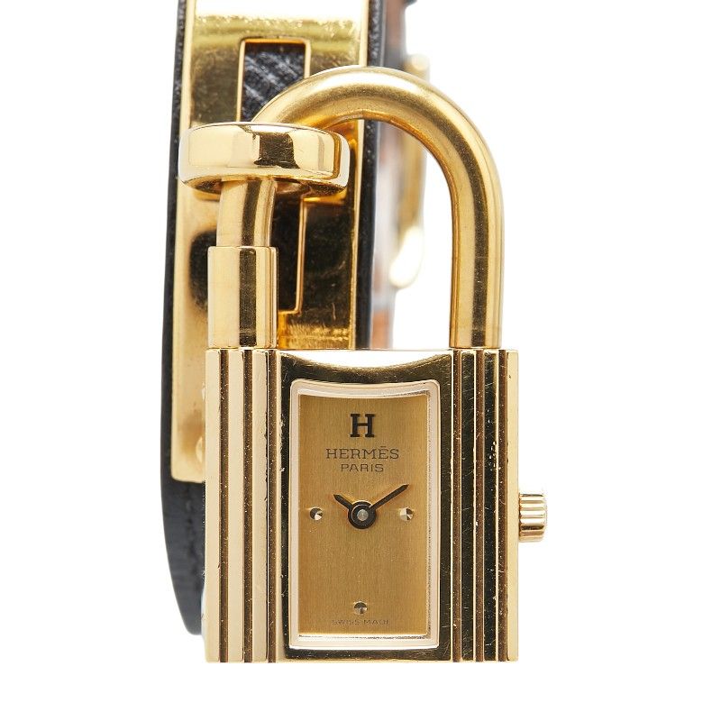 エルメス ケリーウォッチ ゴールド ブラック ステンレススチール レザー レディース HERMES 214-07110