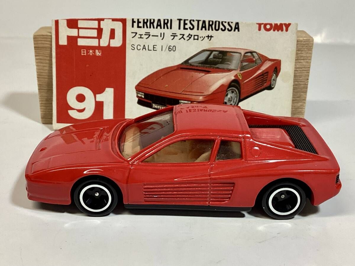 トミカ フェラーリ テスタロッサ 91　日本製　外箱フタ4枚あります。 トミカ No.91 フェラーリ テスタロッサ 日本製 箱絵切り抜き付き