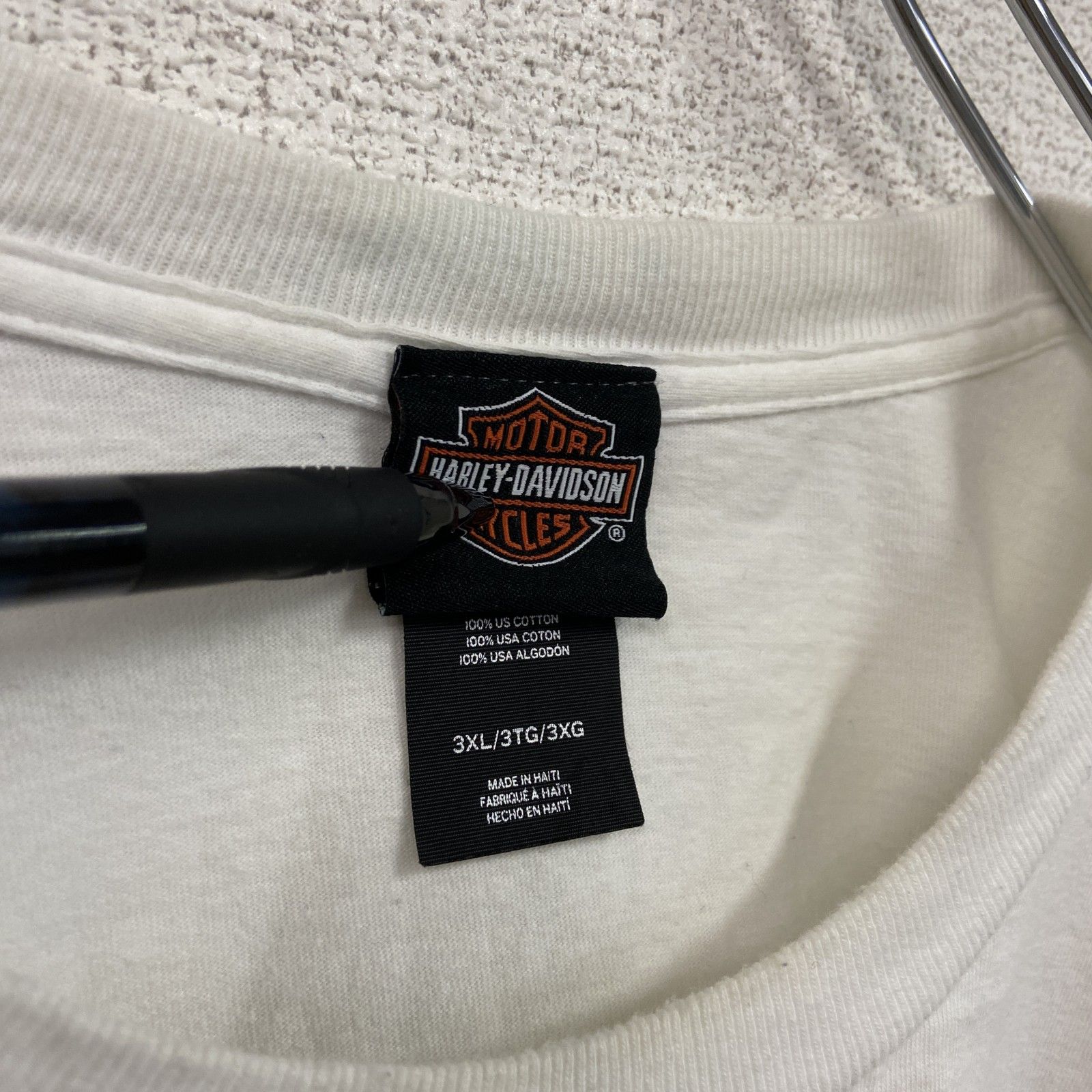 レア ハーレーダビッドソン XL ボックス 両面プリント半袖シャツ オフホワイト 古着 used HARLEY DAVIDSON ハーレーダビッドソン 半袖両面