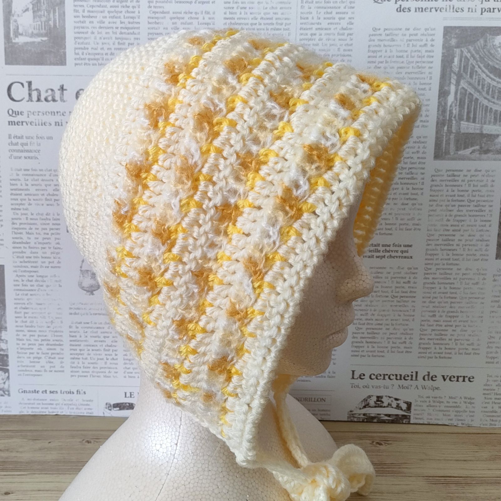 ボンネット ニット帽 クロシェハット ハンドメイド
