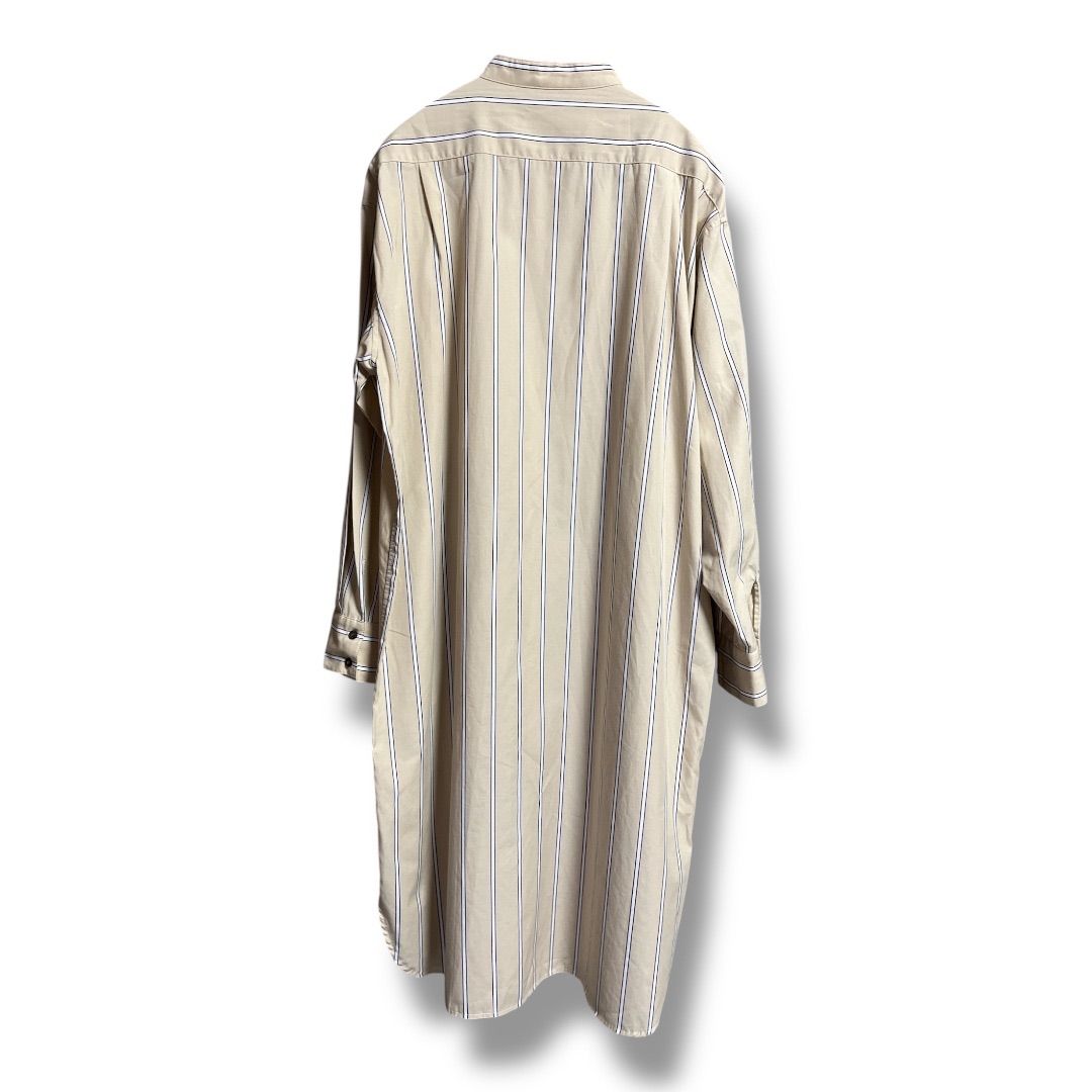 OURHOME アワーホーム ストライプ柄 バンドカラー シャツ