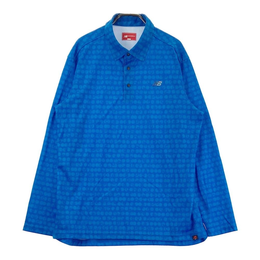 サイズ：7 NEW BALANCE GOLF ニューバランス  長袖ポロシャツ ドット柄 ブルー系 [240101338273]# ゴルフウェア メンズ ストスト